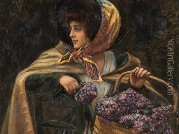 La Marchande De Violettes Oil Painting - Charles Henry Tenre