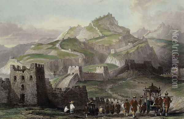 The Great Wall of China, from 'China in a Series of Views' Oil Painting - Thomas Allom