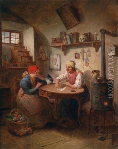 Die Wahrsagerin Oil Painting - Eduard Ritter
