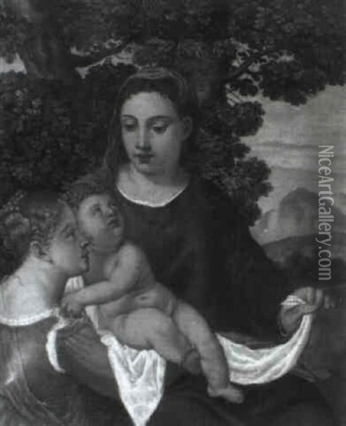 Madonna Col Bambino E Santa Caterina Oil Painting - Bonifazio de Pitati