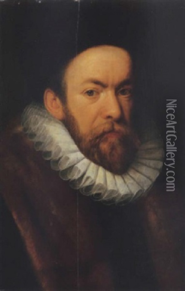 Portrait Of A Bearded Man In A Fur-trim Coat With A White Ruff Oil Painting - Frans Pourbus the younger