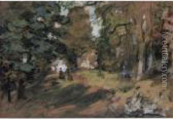 Woodland Path, Knaresborough Oil Painting - Philip Wilson Steer