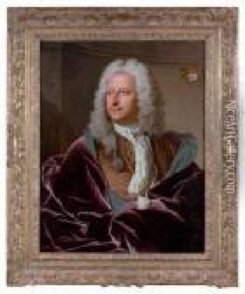 Portrait D'abraham Van Hoey (1684-1766) Oil Painting - Hyacinthe Rigaud