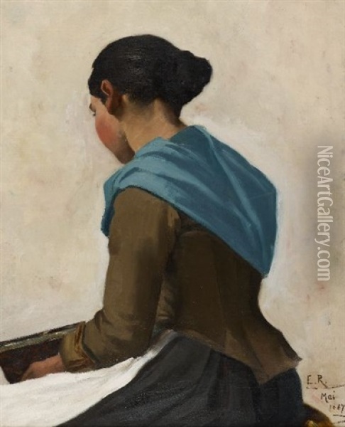 Anniviarde A La Lecture Oil Painting - Edouard John E. Ravel