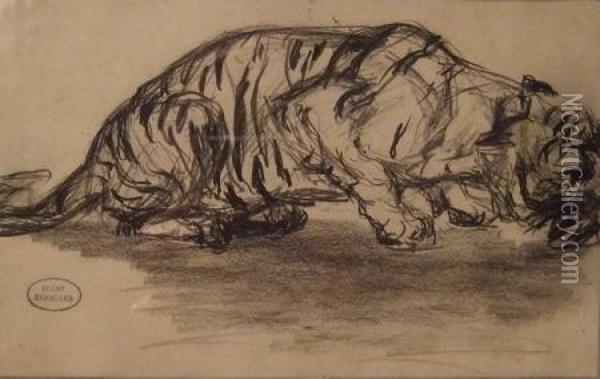 Tigre Pret A Bondir Oil Painting - Paul Renouard