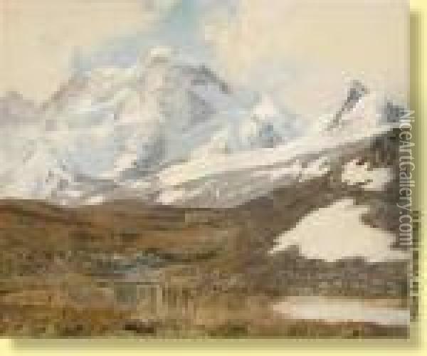 Vue De Zermatt Oil Painting - Janus Andreas La Cour