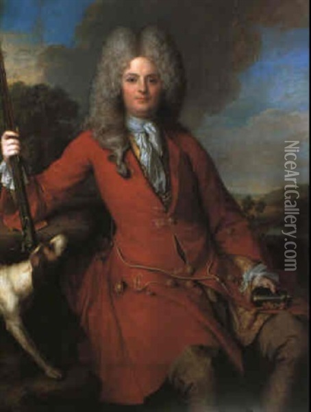 Portrait D'homme En Chasseur Oil Painting - Jean-Baptiste Santerre