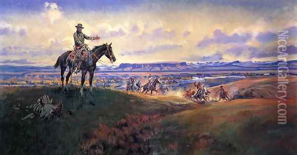 Charles M. Russell and His Friends Oil Painting - Charles Marion Russell