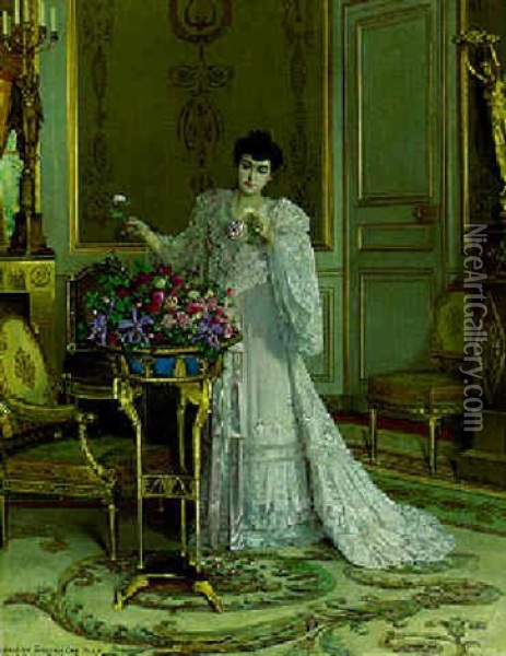 The Flower Arrangement Oil Painting - Georges Croegaert