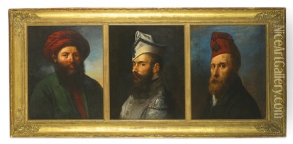 Three Portraits Of Dignitaries Oil Painting - Robert Jacques Francois Faust Lefevre