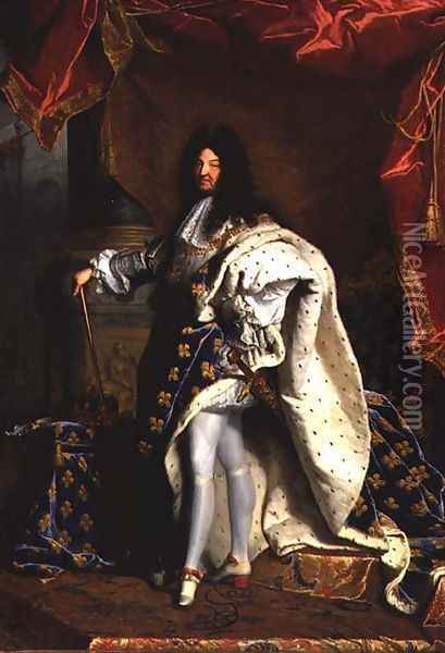 Louis XIV 1638-1715 in Royal Costume, 1701 2 Oil Painting - Hyacinthe Rigaud