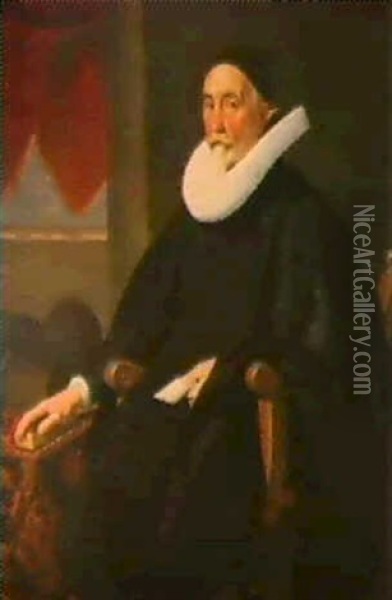 Portrait D'un Echevin Oil Painting - Jan Anthonisz Van Ravesteyn