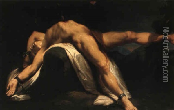 Prometheus Oil Painting - Luigi Bazzani