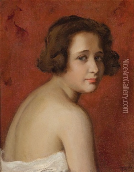 Frauenbildnis Mit Nackten Schultern Oil Painting - Janos Laszlo Aldor