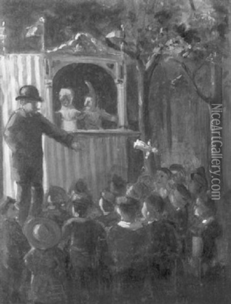 A Punch And Judy Show, Boston Oil Painting - Abbott Fuller Graves