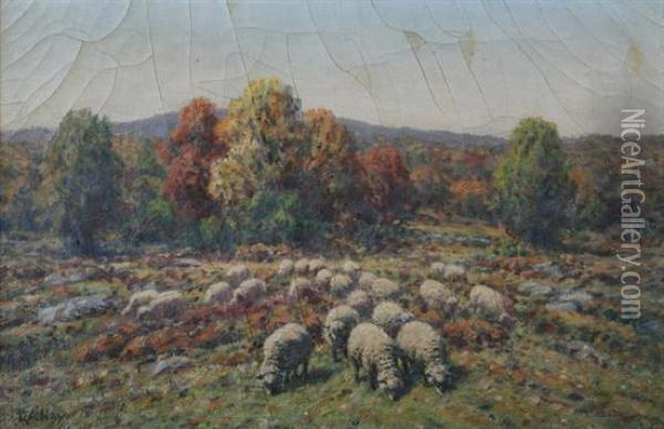 Sheep In Pasture Oil Painting - George Arthur Hays
