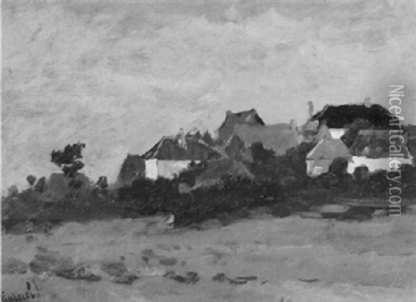 A View Of A Village Oil Painting - Paul Joseph Constantin Gabriel