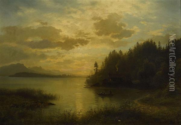 Seelandschaft. 1860. Oil Painting - August Kessler