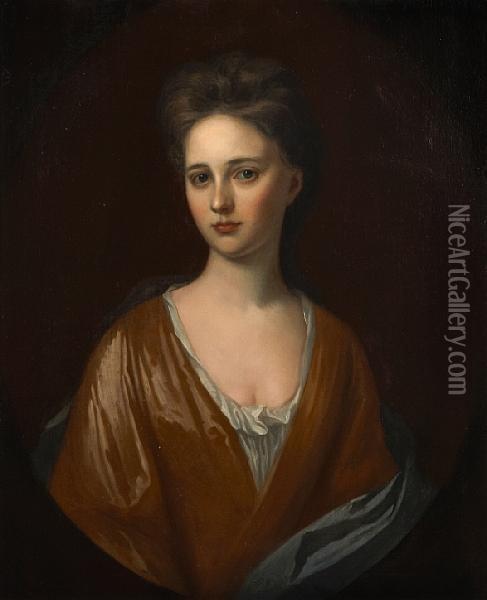 A Portrait Of A Young Lady Oil Painting - Sir Godfrey Kneller
