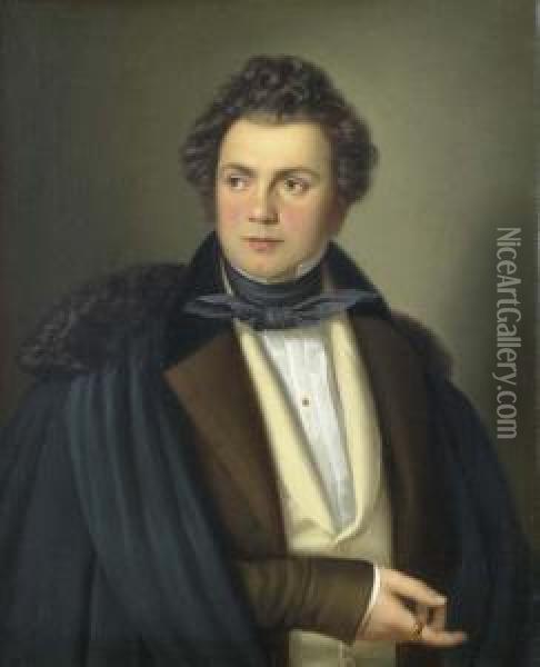 Portrait Of A Gentleman. 1836. Oil Painting - Hans Rudolf Obrist