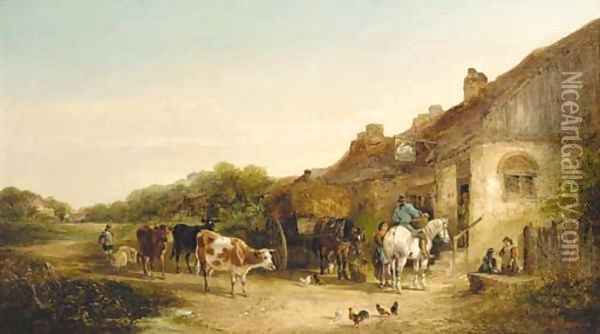 The Swan Inn, Bossington, Somerset Oil Painting - Edward Charles Williams