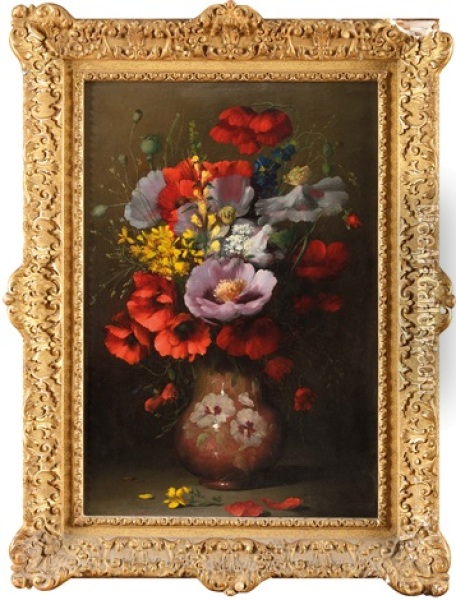 Le Bouquet De Coquelicots Oil Painting - Germain Theodore Ribot
