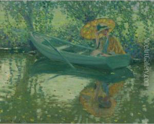 On The River Oil Painting - Frederick Carl Frieseke