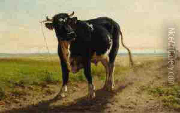 The Bull Oil Painting - Jan Martinus Vrolijk