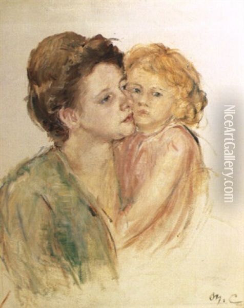 Mere Et Enfant Aux Cheveux Blonds Oil Painting - Mary Cassatt