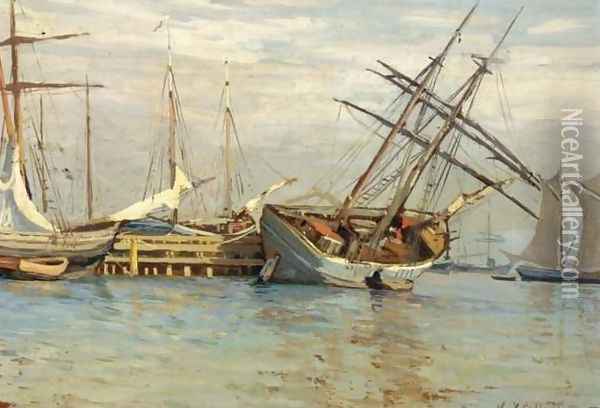 Harbour Scene Oil Painting - Nikolaos Chimonas
