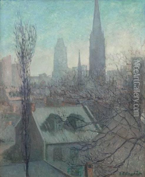 City Nocturne Oil Painting - Everett Lloyd Bryant