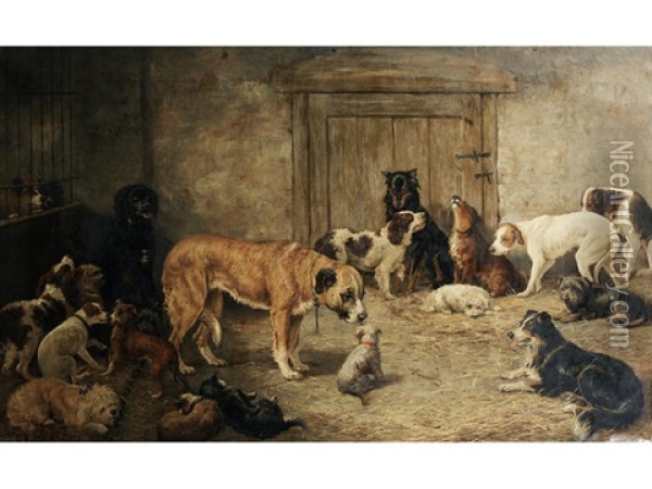 Temporary Lodgings Down At The Dogs Home Oil Painting - William Elstob Marshall