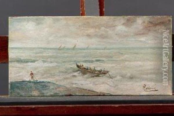 Mare A Bordighera- 1924 Oil Painting - Pompeo Mariani
