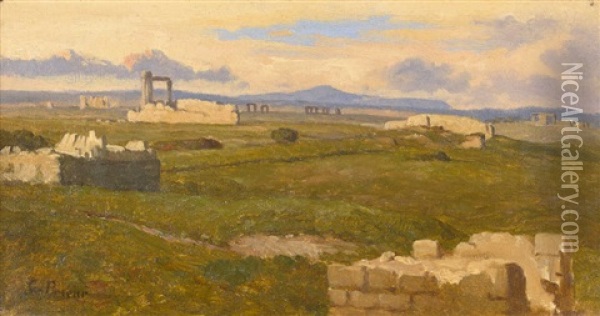 Ruines Antiques Dans La Campagne Romaine Oil Painting - Romain Etienne Gabriel Prieur