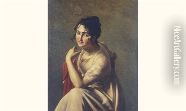 Portrait De Mademoiselle Georges De La Comedie Francaise(?) Oil Painting - Pauline Auzou