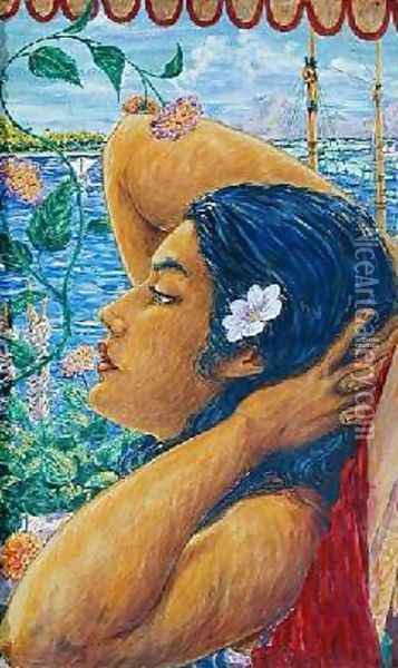 Vahine Tahiti 1920 Oil Painting - Octave Morillot