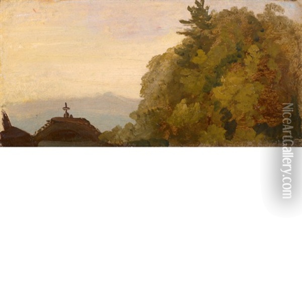 Cross On A Hilltop Oil Painting - Thomas Cole