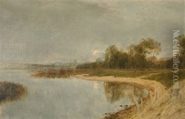 Landscape With Lake Oil Painting - Janus la Cour