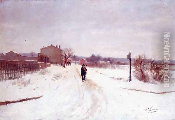 Snowy landscape Oil Painting - Paul Sourou