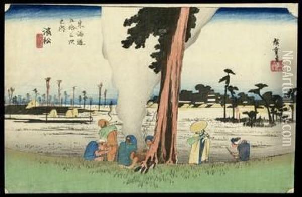 Winter Desolation At Hamamatsu Oil Painting - Utagawa or Ando Hiroshige