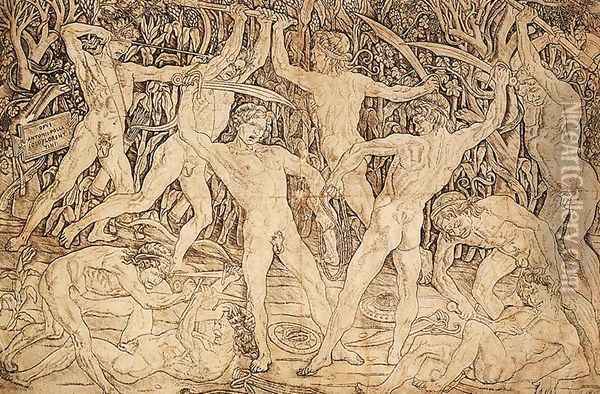 Battle of Ten Nudes 1470s Oil Painting - Antonio Pollaiolo