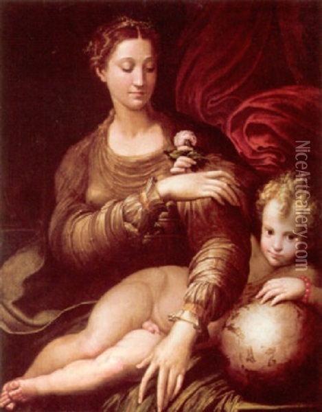The Madonna And Child (la Madonna Della Rosa) Oil Painting -  Parmigianino
