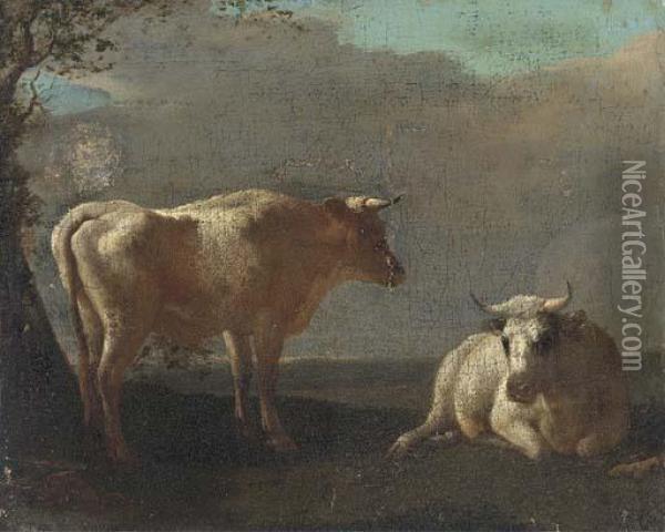 Cattle Resting In A Landscape Oil Painting - Paulus Potter