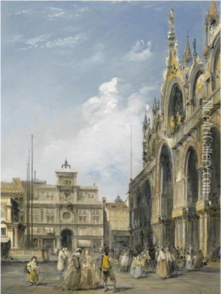 The Entrance To The Cathedral Of San Marco, Venice Oil Painting - Edward Pritchett