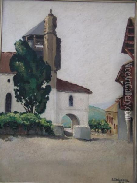 Village Basque Oil Painting - Andre Delauzieres