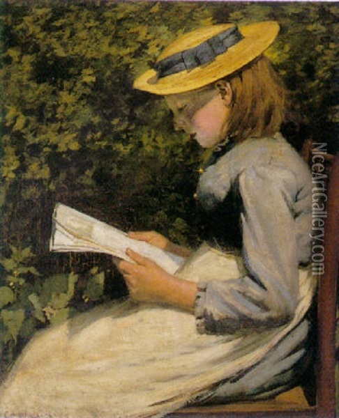 Quietly Reading Oil Painting - Ernest Higgins Rigg