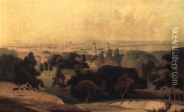 View Of Greenwich Oil Painting - William Daniell