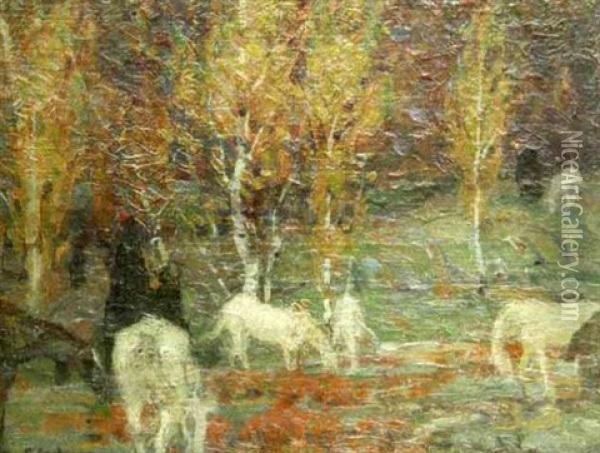 Autumn Grazing Oil Painting - John Fabian Carlson