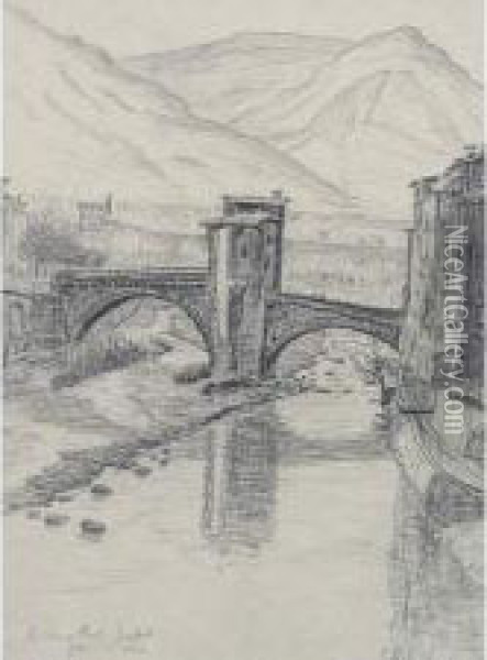 Le Vieux Pont, Sospel; 1934 Oil Painting - Caroline Helena Armington