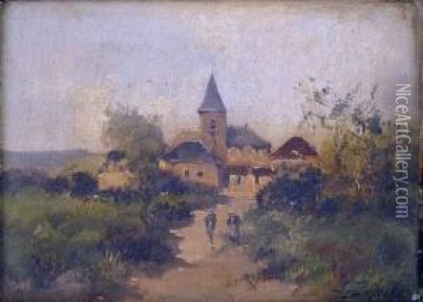 Village En Bretagne Oil Painting - Louis Dupuy